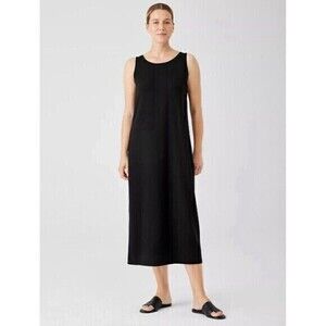 Eileen Fisher Dress Womens Size Small Black Jersey‎ Knit Stretch Sleeveless Maxi